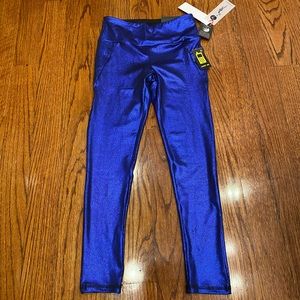 GOTTEX Blue Metallic Workout Leggings